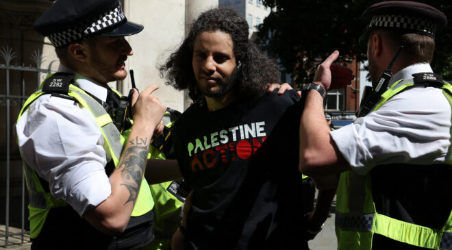 Tüntetés tört ki a Palestine Action szervezet betiltása miatt Londonban